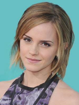 Bequem Gerade Spitzefront Emma Watson Echthaar Perücke