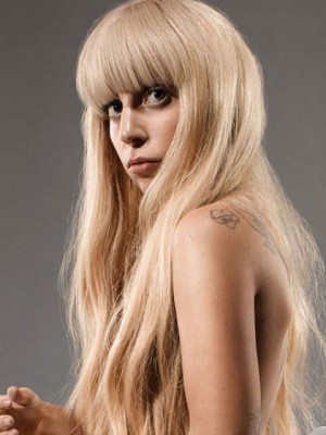 Elegant Gerade Lady Gaga Kappenlos Synthetische Perücke